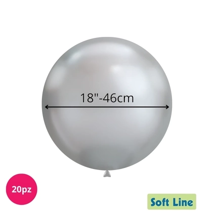 Palloncini Soft Line Cromati 18 pollici (46cm) Argento 117, 20pz.