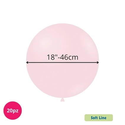 Palloncini Soft Line Pastello 18 pollici (46cm) Rosa Baby 126, 20pz.
