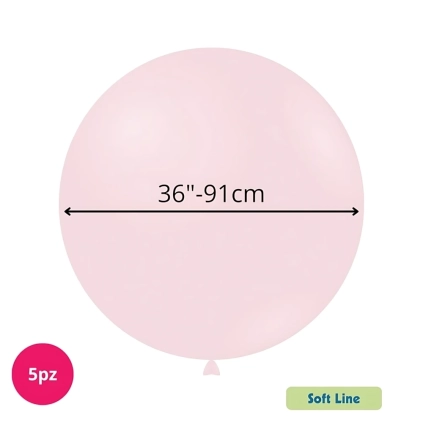 Palloncini Soft Line Pastello 36 pollici (91cm) Rosa Baby 126 , 5pz.