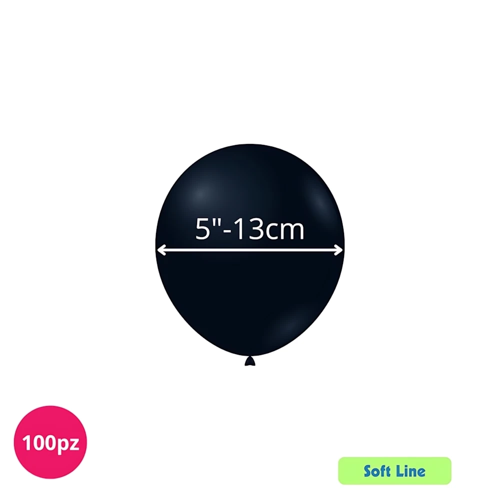 Palloncini Soft Line Pastello 5 pollici (13cm) Nero 128, 100pz.