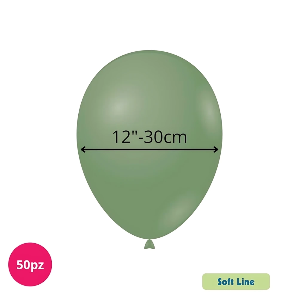 Palloncini Soft Line Pastello 12 pollici (30cm) Verde Eucalipto 142, 50pz.