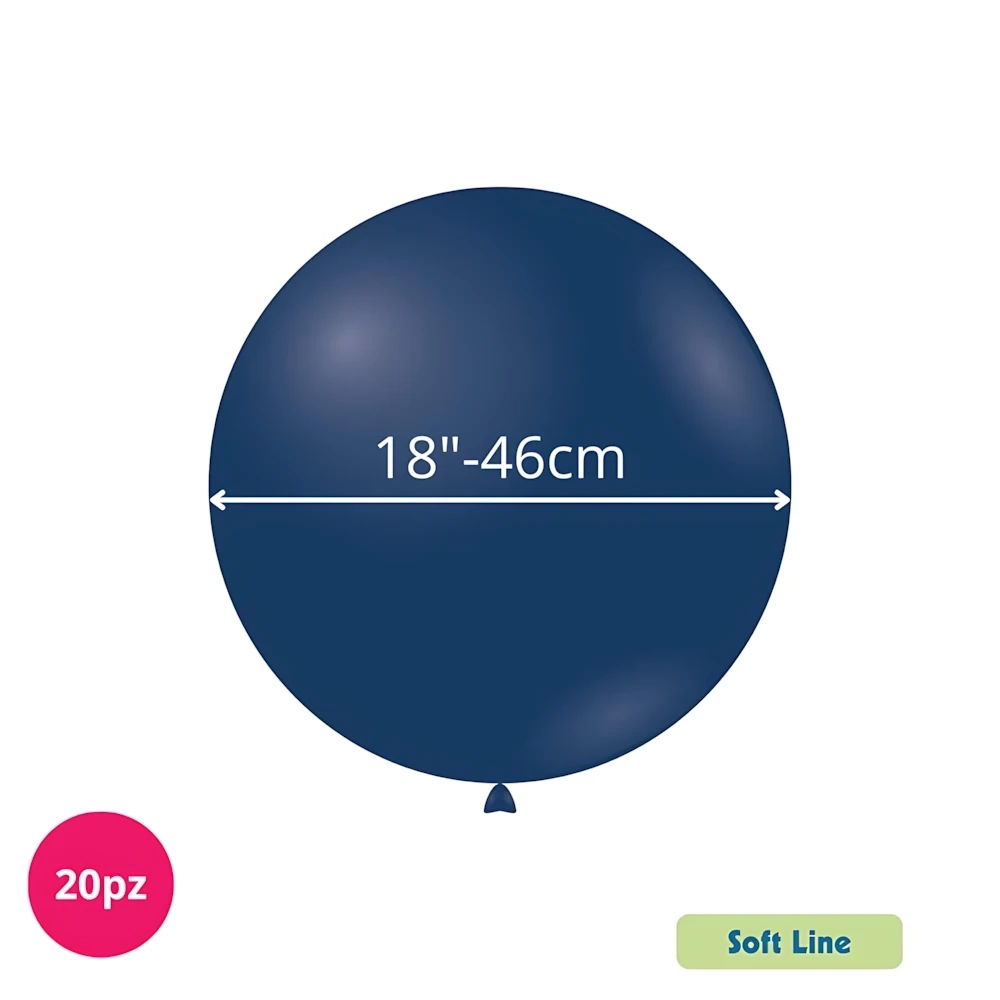 Palloncini Soft Line Pastello 18 pollici (46cm) Midnight Blu 137, 20pz.