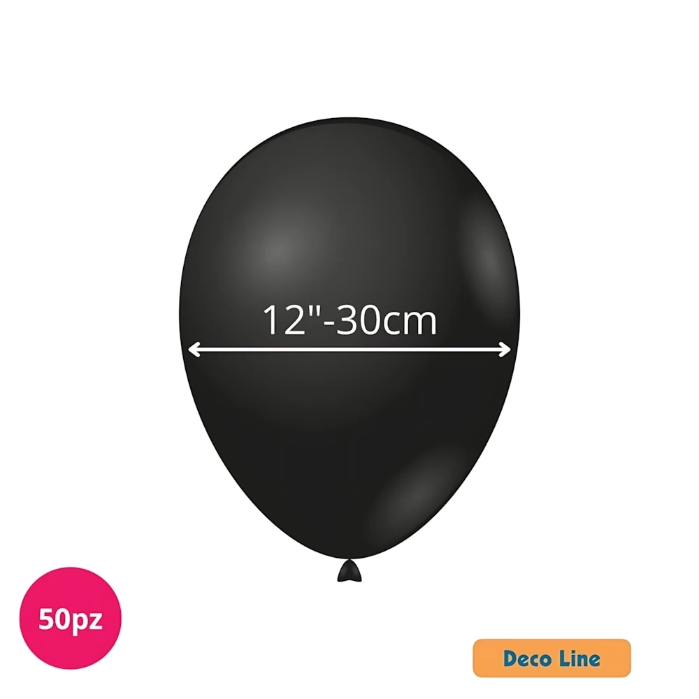 Palloncini Deco Line pastello 12" (30cm) Nero Onice 214, 50pz.