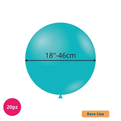 Palloncini Deco Line pastello 18" (46cm) Blu Tiffany 224, 20pz.
