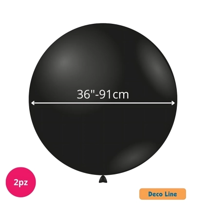 Palloncini Deco Line pastello 36" (91cm) Nero Onice 214, 2pz.