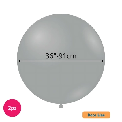 Palloncini Deco Line pastello 36" (91cm) Grigio Antracite 215, 2pz.