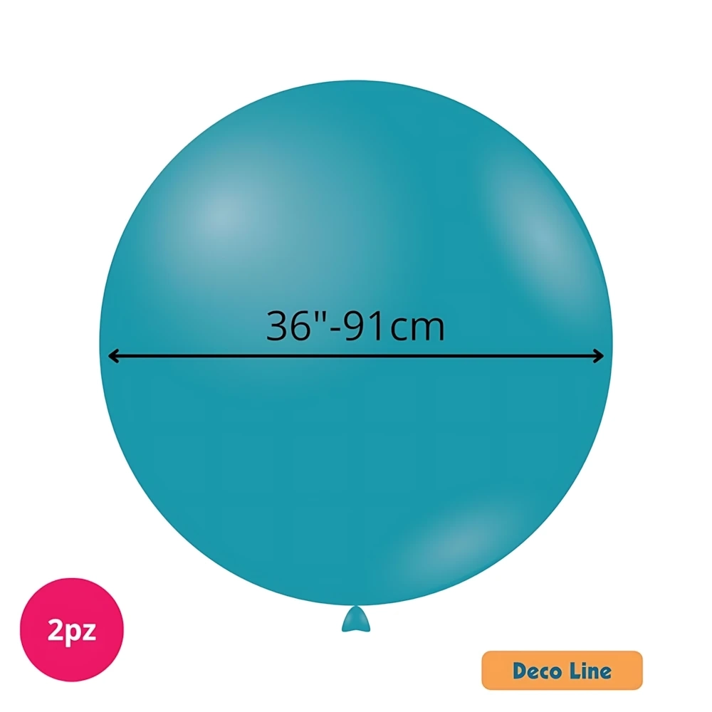 Palloncini Deco Line pastello 36" (91cm) Turchese 222, 2pz.