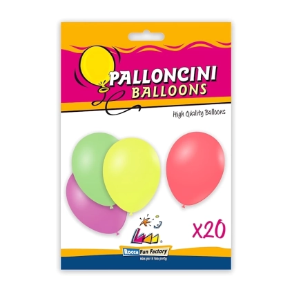 Palloncini classic line fluo 10" (26cm) assortiti, 20pz.