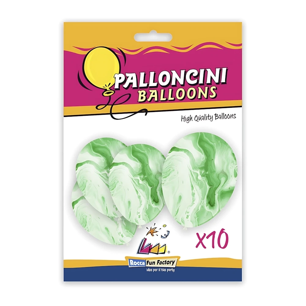 Palloncini classic line marmorizzato 12" (30cm) verde 109, 10pz.
