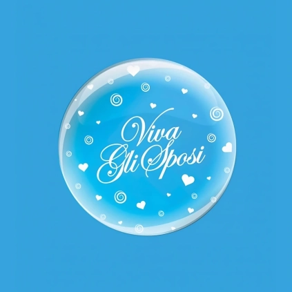 Palloncino Deco B-Loon Viva Gli Sposi Stampa Bianca  24" (60cm), 1pz.
