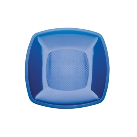 Piattini Blu trasparente dessert, frutta di forma quadrata 18cm, 25pz.