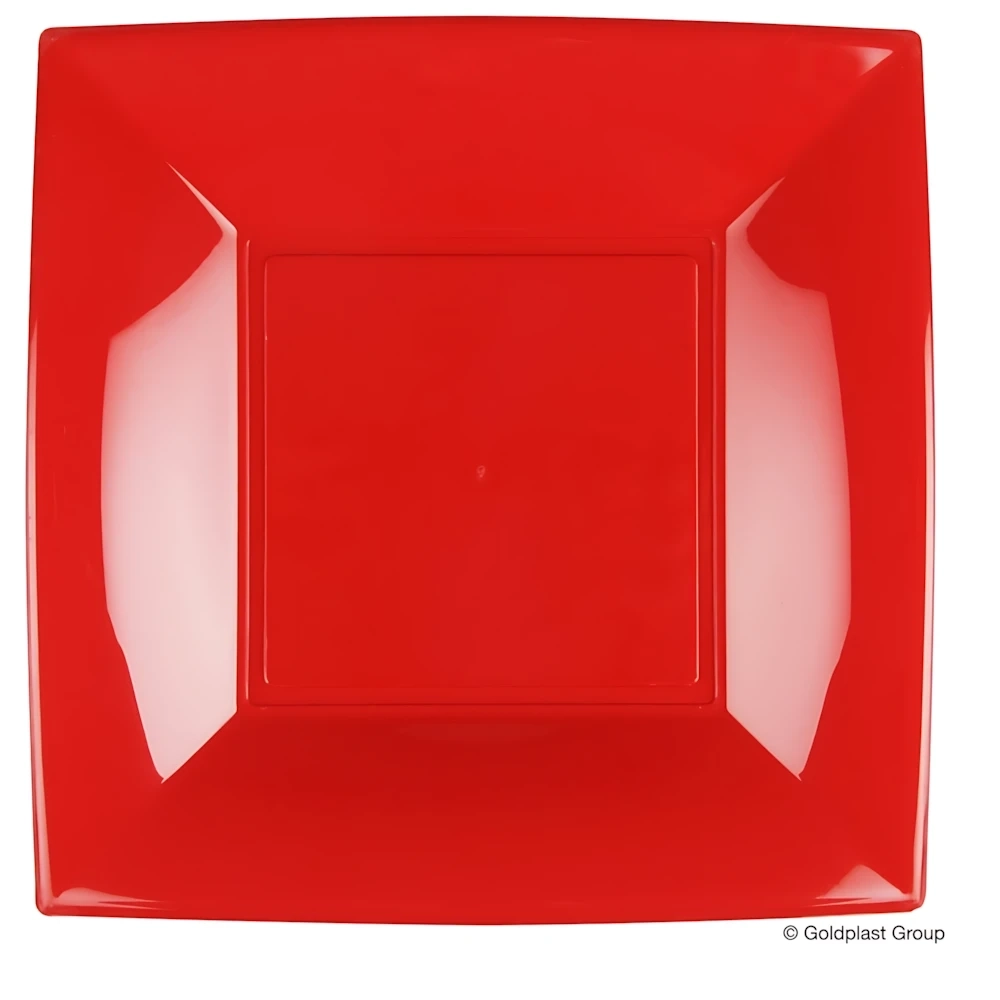 Piatti Rossi China Nice grandi di forma quadrata 29cm, 6pz.