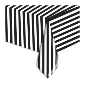 Tovaglia strisce Nere in plastica 2,7x1,4m , 1pz.