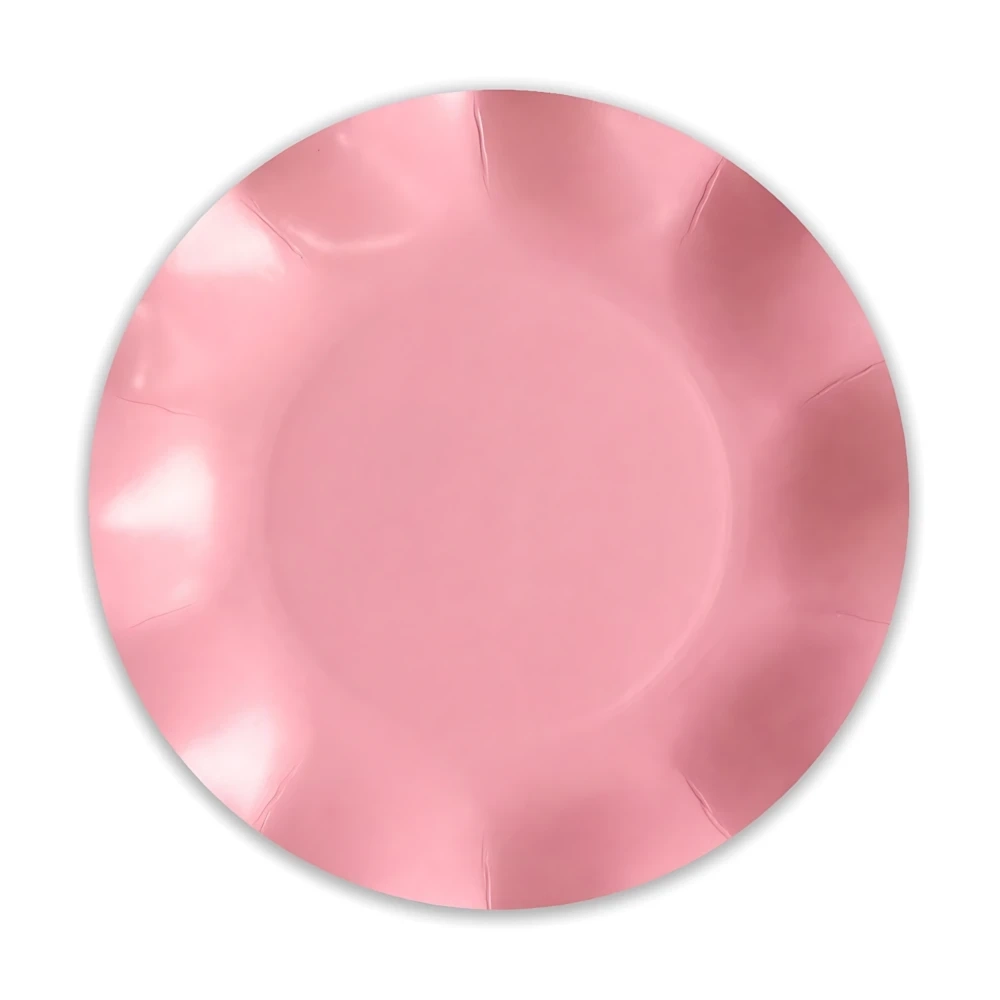 Piatti Quarzo Rosa grandi in cartoncino compostabile, modello petalo 27cm , 8pz.