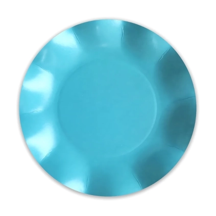 Piatti Turchese grandi in cartoncino compostabile modello petalo 27cm , 8pz.