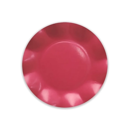Piatti Rossi piccoli in cartoncino compostabile modello petalo 21cm , 8pz.