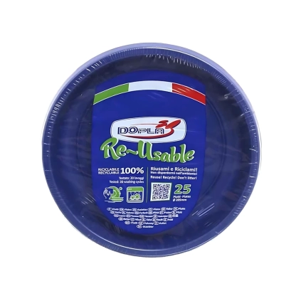 Piatti Blu fondi 20,5cm riutilizzabili, 25pz.