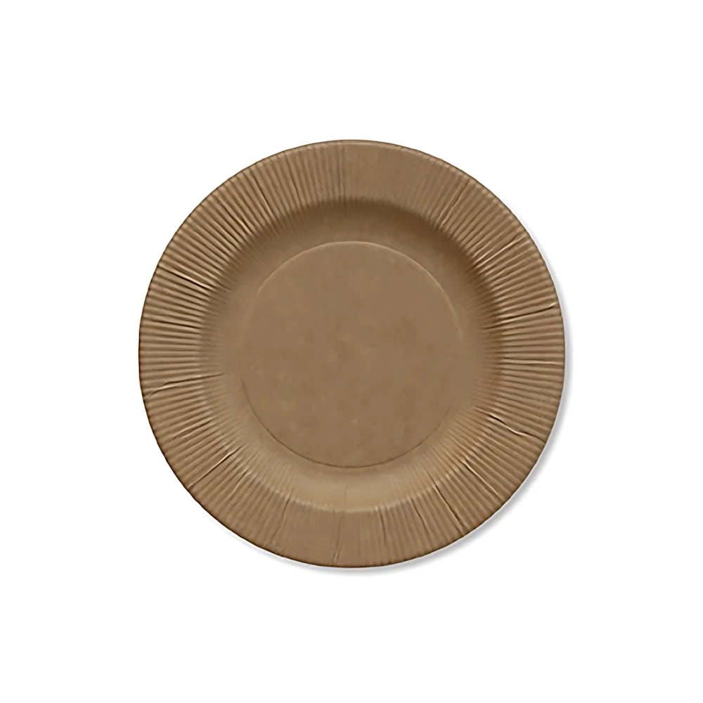 Piatti Kraft piccoli in cartoncino compostabile, bordo pieghettato 21cm , 20pz.