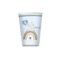 Bicchieri One Birthday Boho Light Blue 200cc in carta, 8pz.