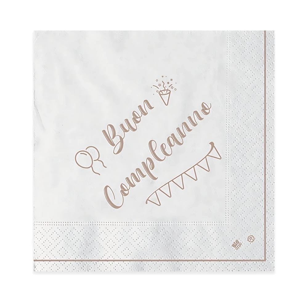 Tovaglioli Buon Compleanno Kraft 33x33cm, 20pz.