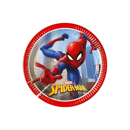Piattini Spiderman Crime Next Generation in cartoncino 20cm, 8pz.
