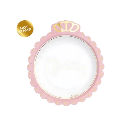 Piatti con Corona First Birthday Girl, primo compleanno 20cm, 8pz.