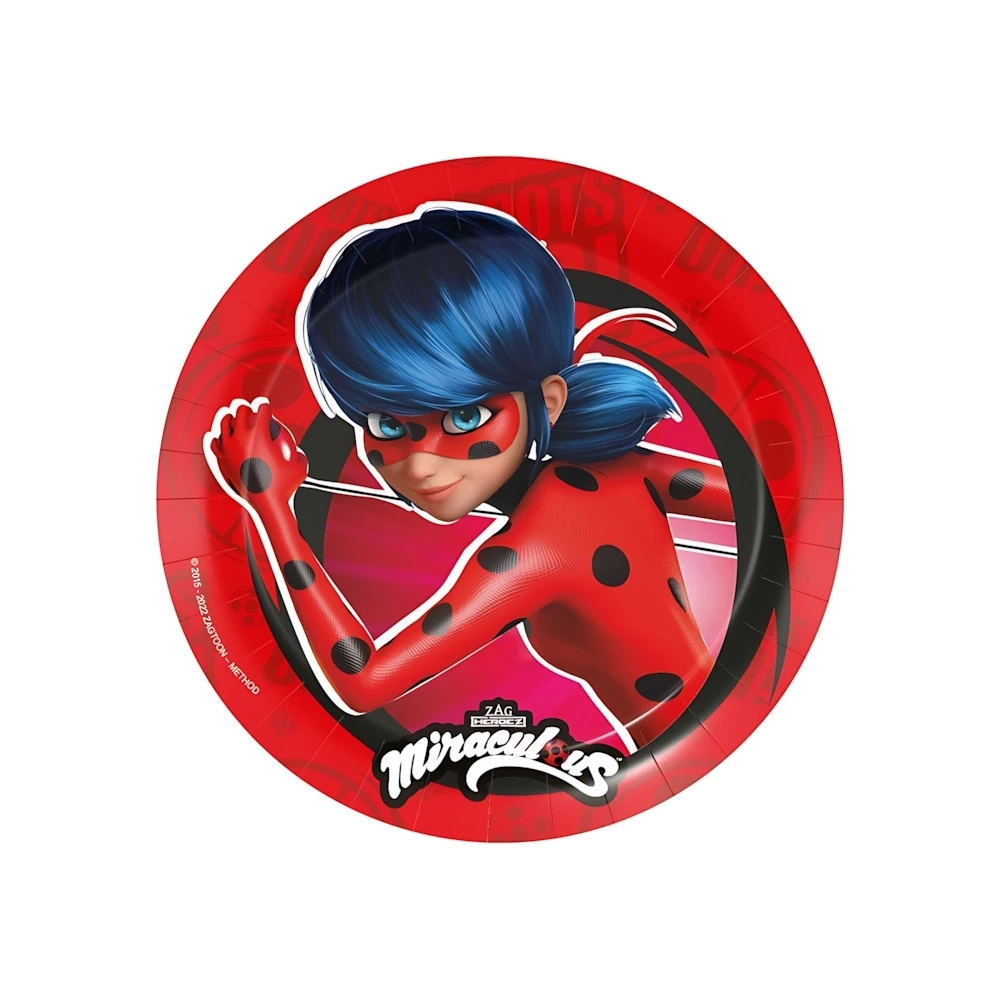 Piatti Ladybug in cartoncino 23cm, 8pz.