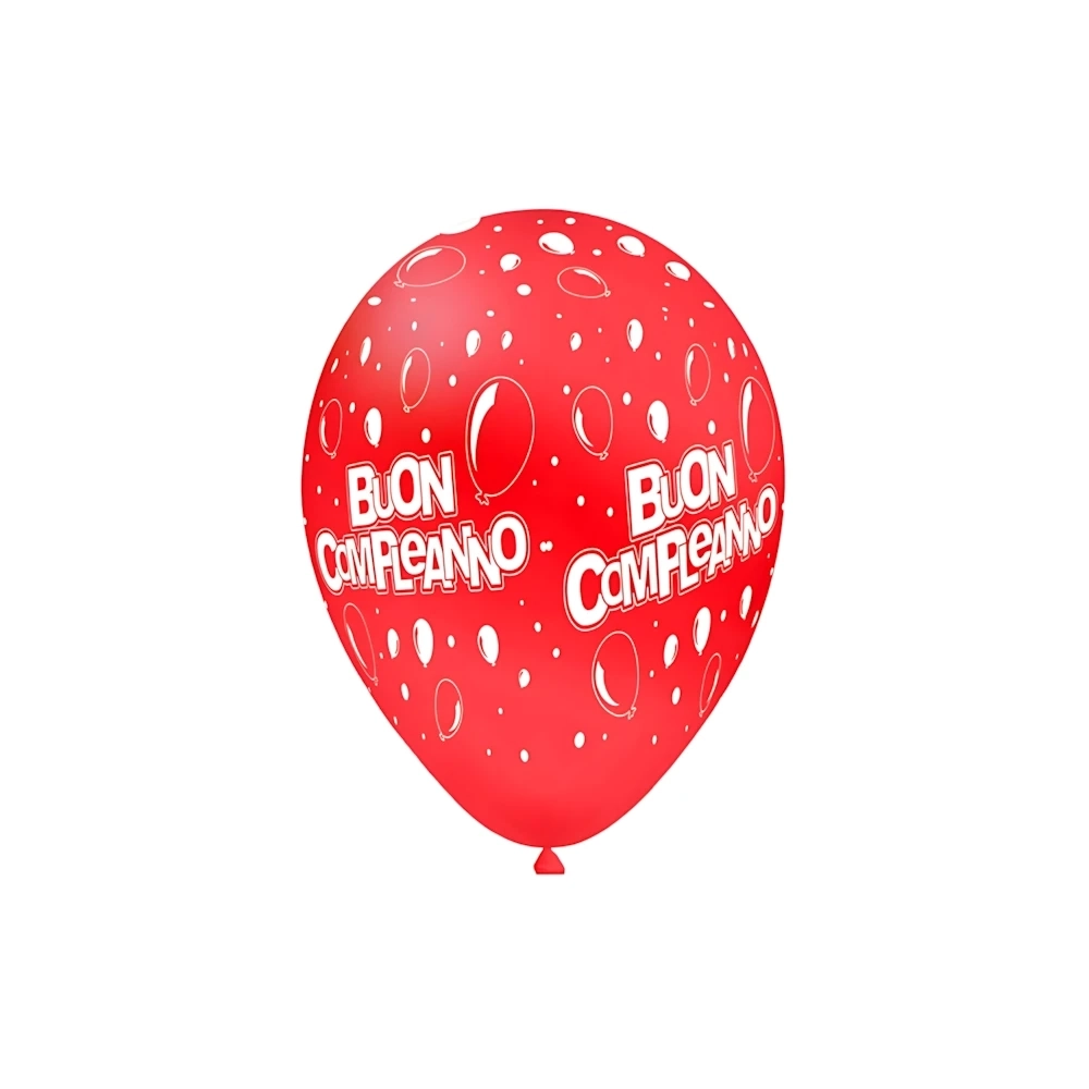Palloncini 12" (30cm) rosso 28 con stampa bianca Buon Compleanno Globo, 100pz.