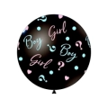 Palloncini 32" (83cm) nero 15 con stampa rosa e celeste globo Boy or Girl?, 1pz.