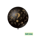 Palloncini 18" (46cm) nero 128 con stampa oro globo punto interrogativo ?, 20pz.
