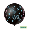 Palloncini 36" (91cm) nero 128 con stampa rosa e celeste globo Boy or Girl?, 5pz.