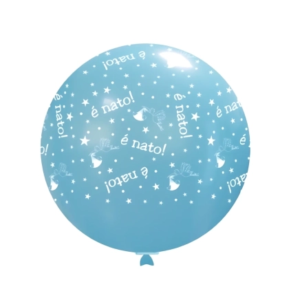 Palloncini 33" (86cm) celeste 46 con stampa bianca globo E' Nato, 1pz.