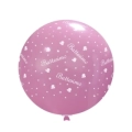Palloncini 33" (86cm) rosa 26 con stampa bianca globo Battesimo, 1pz.