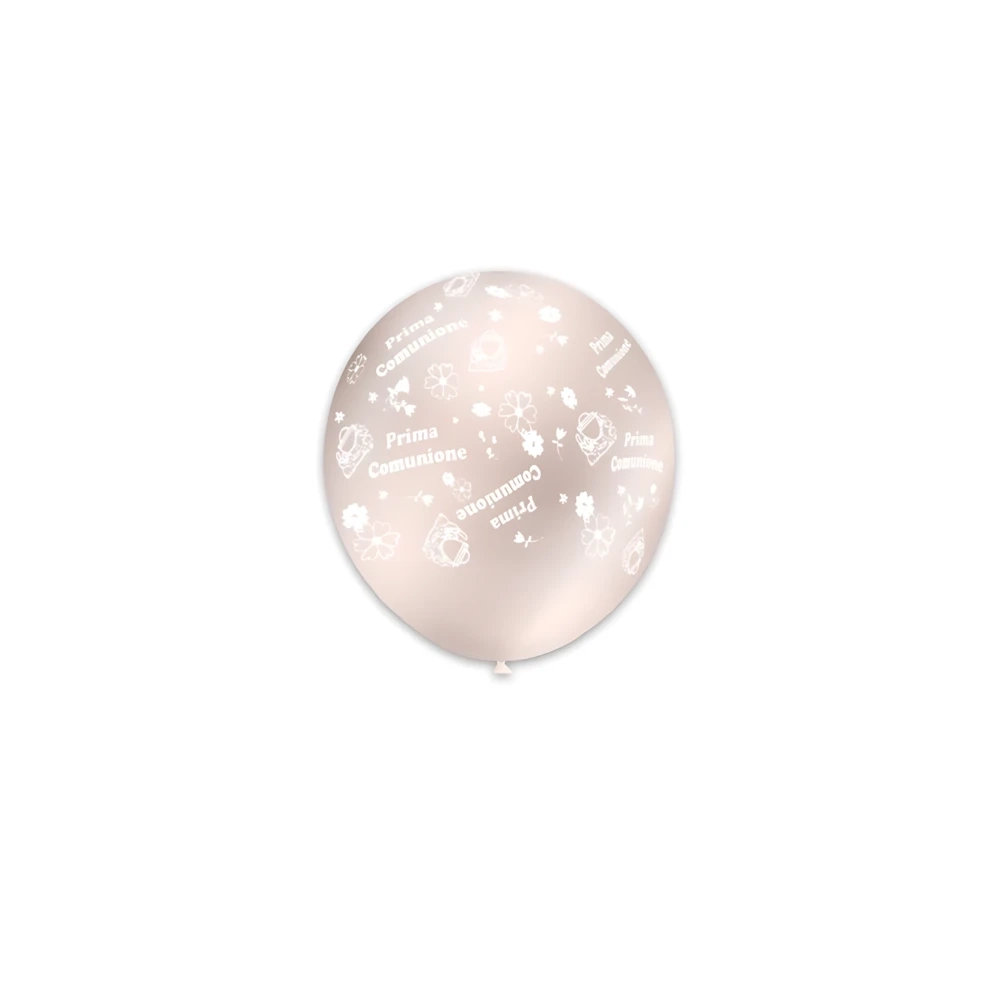 Palloncini 5" (12cm) perla 60 con stampa bianca globo Prima Comunione, 100pz.