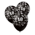 Palloncini 12" (30cm) nero 15 con stampa bianca globo numero 18, 100pz.