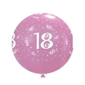 Palloncini 33" (86cm) rosa 26 con stampa bianca globo numero 18, 1pz.