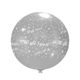 Palloncini 33" (86cm) trasparente 57 con stampa bianco globo W gli Sposi, 1pz.
