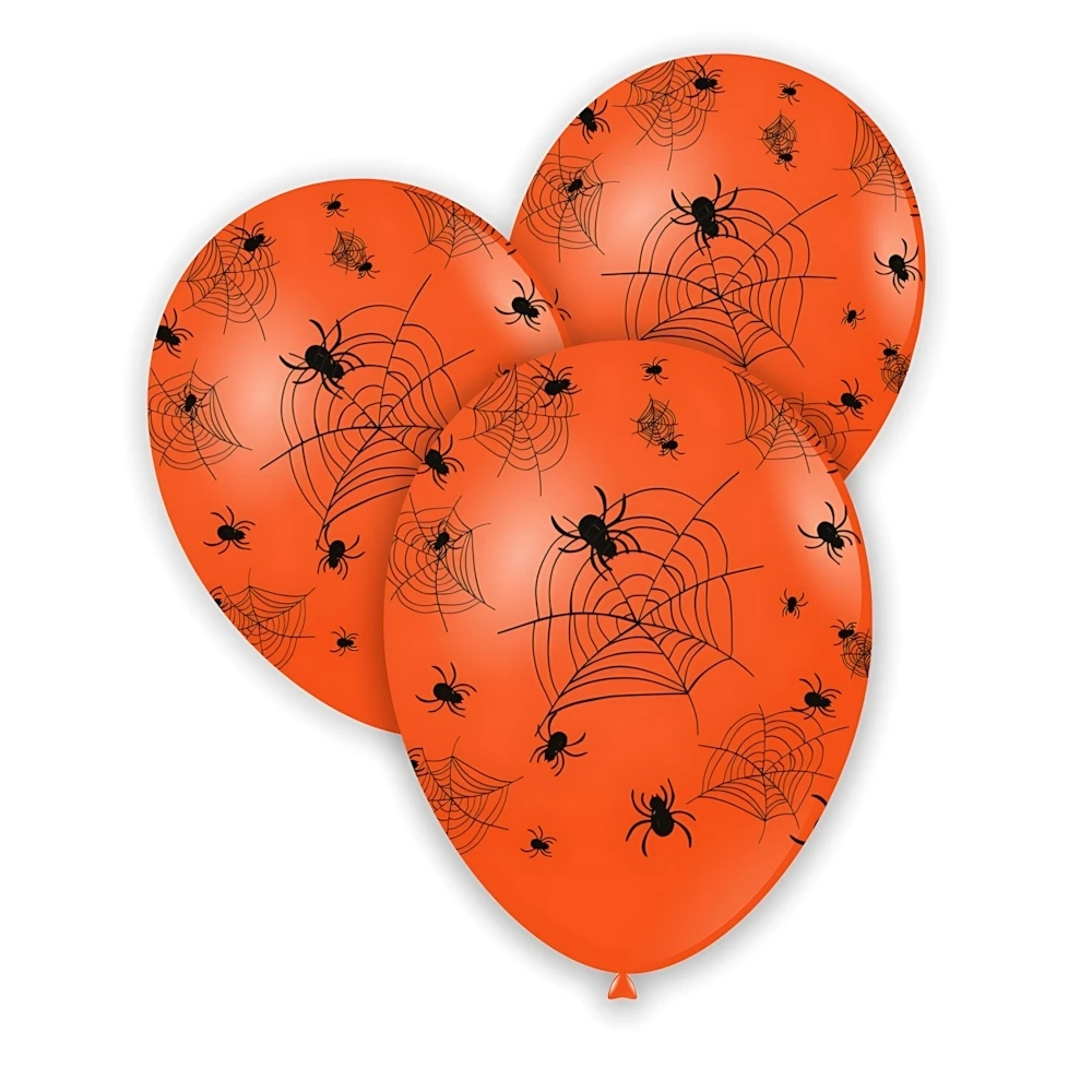 Palloncini 12" (30cm) arancio 14 con stampa nera globo Ragnatele, 100pz.