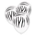 Palloncini 12" (30cm) bianco 10 con stampa nera globo Zebra, 100pz.