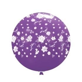 Palloncini 33" (86cm) assortiti con stampa bianca globo Fiori, 1pz.