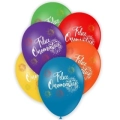 Palloncini 12" (30cm) assortiti con stampa multicolor Felice Onomastico su 2 lati, 50pz.