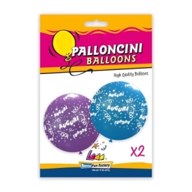 Palloncini 33" (86cm) assortiti con stampa bianca globo Auguri, 2pz.