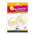 Palloncini 33" (86cm) bianco 10 con stampa bianca globo Comunione, 2pz.