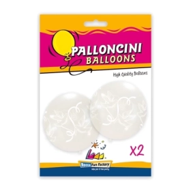 Palloncini 33" (86cm) trasparente 57 con stampa bianca globo Colombe, 2pz.