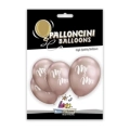 Palloncini 12" (30cm) rosa gold con stampa bianca Mr. Mrs. su 2 lati, 5pz.