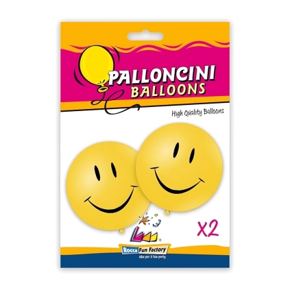 Palloncini 33" (86cm) giallo 11 con stampa nera Smile su 1 lato, 2pz.