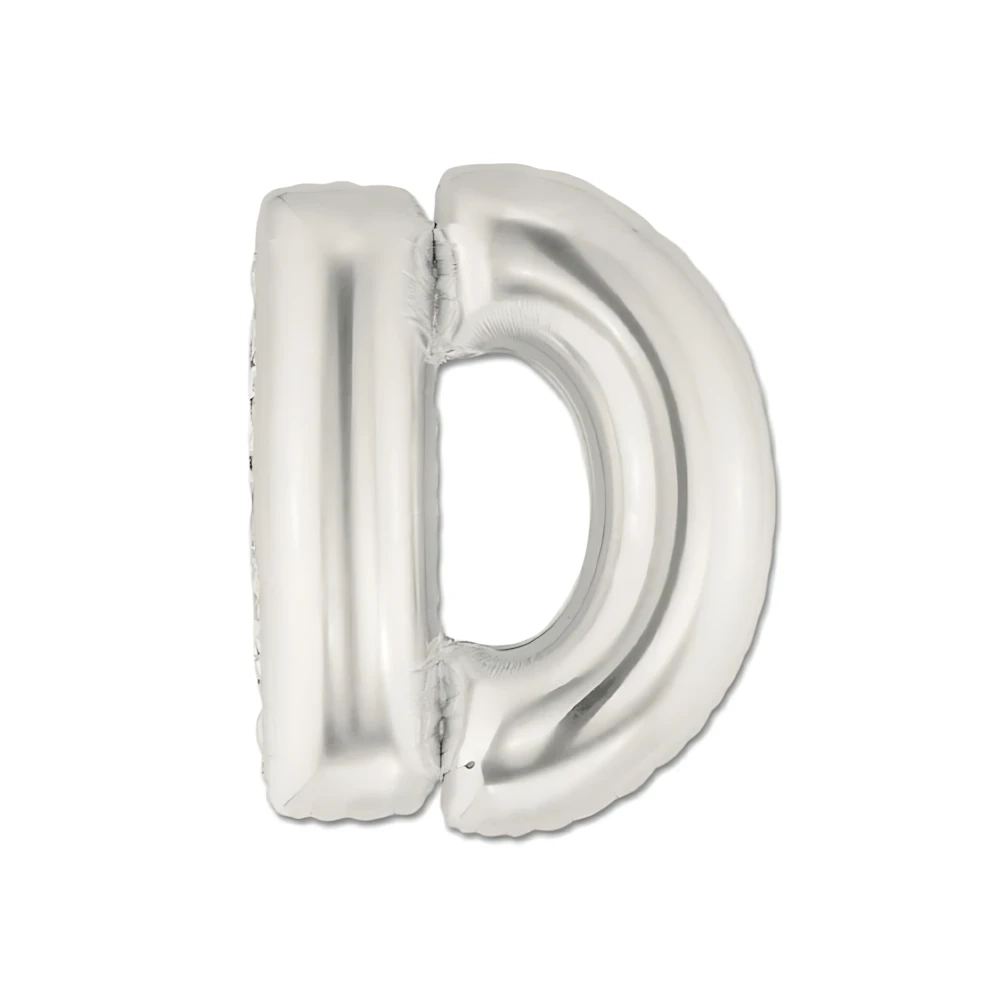 Palloncini Lettera D Argento mini shape 14" (35cm) in mylar, 5pz.