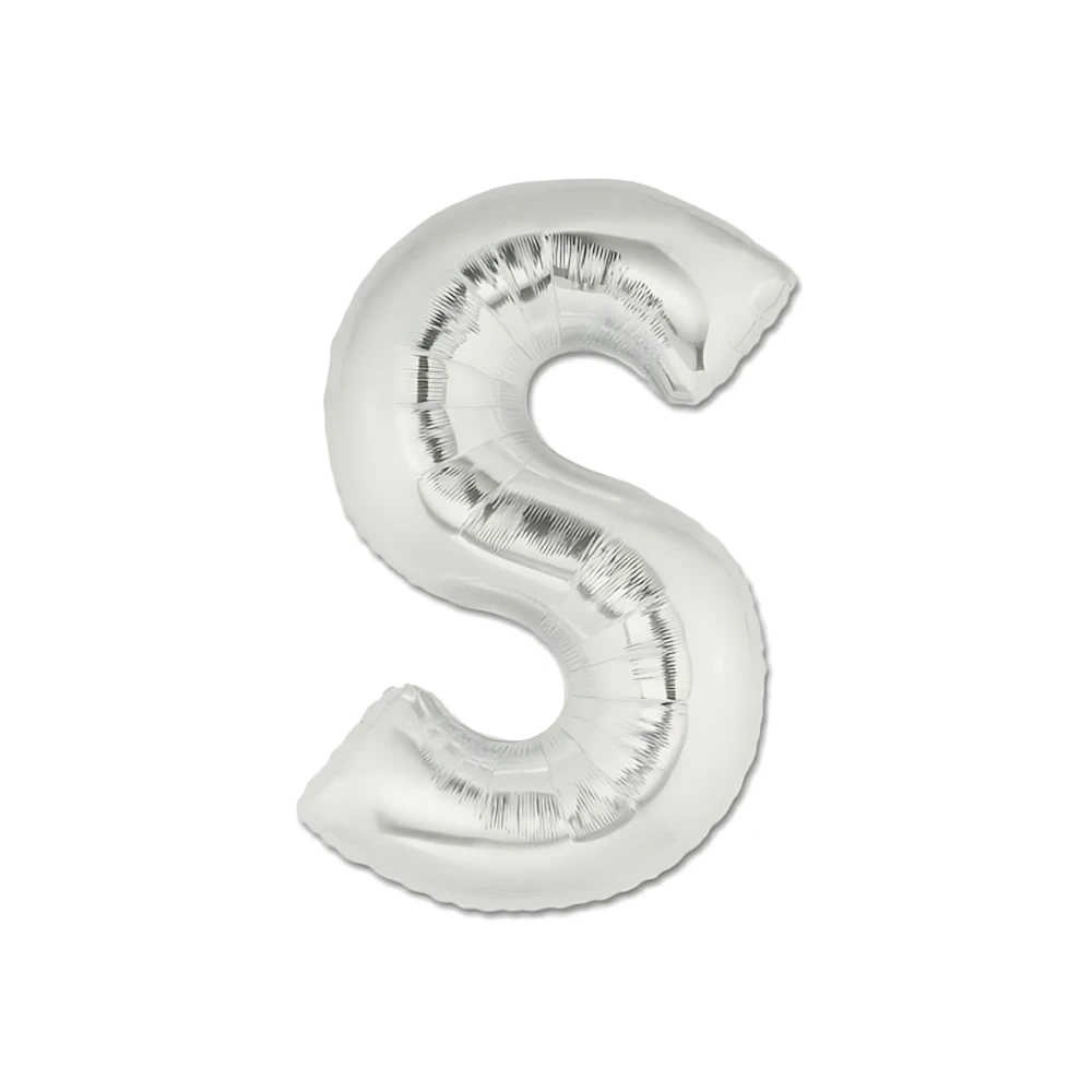 Palloncini Lettera S Argento mini shape 14" (35cm) in mylar, 5pz.