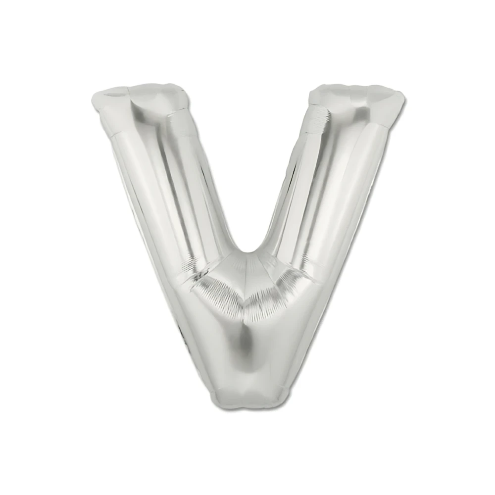 Palloncini Lettera V Argento mini shape 14" (35cm) in mylar, 5pz.