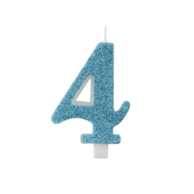 Candelina numero 4 tiffany glitter 9,5cm, 1pz.